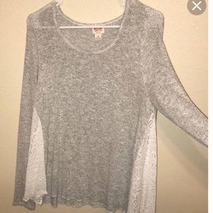 Grey long Sleeve w/ Lace Sides